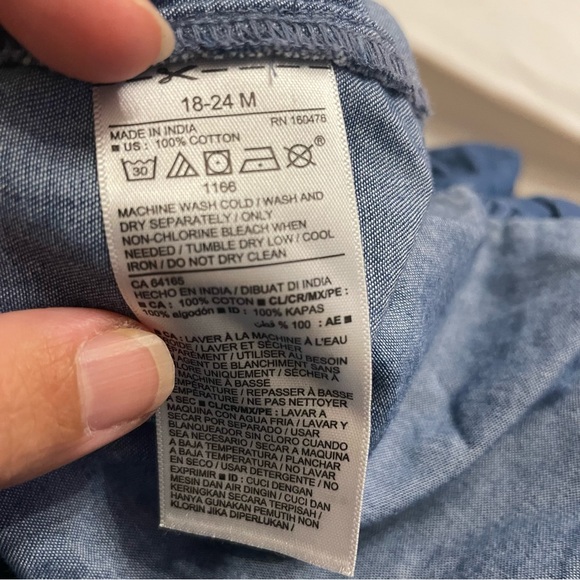 Old Navy Long Sleeves Collared Denim Dress 18-24 Months - Picture 5 of 5